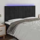 sengegavl med LED-lys 160x5x118/128 cm fløjl sort