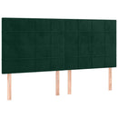 sengegavl med LED-lys 160x5x118/128 cm fløjl mørkegrøn