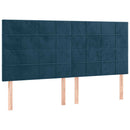 sengegavl med LED-lys 160x5x118/128 cm fløjl mørkeblå