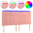 sengegavl med LED-lys 160x5x118/128 cm fløjl lyserød