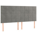 sengegavl med LED-lys 180x5x118/128 cm fløjl lysegrå