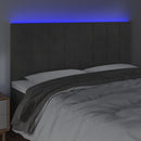 sengegavl med LED-lys 180x5x118/128 cm fløjl mørkegrå