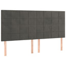 sengegavl med LED-lys 180x5x118/128 cm fløjl mørkegrå