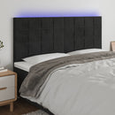 sengegavl med LED-lys 180x5x118/128 cm fløjl sort