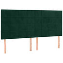 sengegavl med LED-lys 180x5x118/128 cm fløjl mørkegrøn