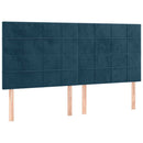 sengegavl med LED-lys 180x5x118/128 cm fløjl mørkeblå
