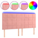 sengegavl med LED-lys 180x5x118/128 cm fløjl lyserød