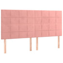 sengegavl med LED-lys 180x5x118/128 cm fløjl lyserød
