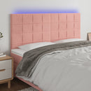 sengegavl med LED-lys 180x5x118/128 cm fløjl lyserød