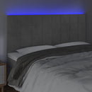 sengegavl med LED-lys 200x5x118/128 cm fløjl lysegrå
