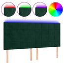 sengegavl med LED-lys 200x5x118/128 cm fløjl mørkegrøn