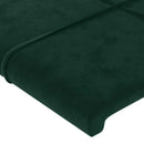 sengegavl med LED-lys 200x5x118/128 cm fløjl mørkegrøn