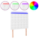 sengegavl med LED-lys 80x5x118/128 cm kunstlæder hvid