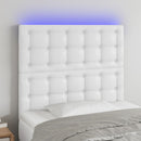 sengegavl med LED-lys 80x5x118/128 cm kunstlæder hvid