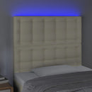 sengegavl med LED-lys 80x5x118/128 cm kunstlæder cremefarvet