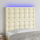 sengegavl med LED-lys 80x5x118/128 cm kunstlæder cremefarvet