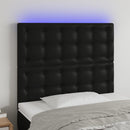 sengegavl med LED-lys 90x5x118/128 cm kunstlæder sort
