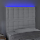sengegavl med LED-lys 90x5x118/128 cm kunstlæder hvid