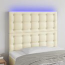 sengegavl med LED-lys 90x5x118/128 cm kunstlæder cremefarvet
