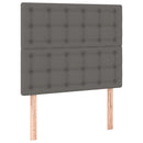 sengegavl med LED-lys 90x5x118/128 cm kunstlæder grå