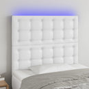 sengegavl med LED-lys 100x5x118/128 cm kunstlæder hvid