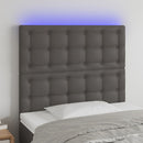 sengegavl med LED-lys 100x5x118/128 cm kunstlæder grå