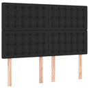 sengegavl med LED-lys 144x5x118/128 cm kunstlæder sort