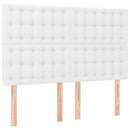 sengegavl med LED-lys 144x5x118/128 cm kunstlæder hvid