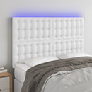 sengegavl med LED-lys 144x5x118/128 cm kunstlæder hvid