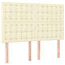 sengegavl med LED-lys 144x5x118/128 cm kunstlæder cremefarvet