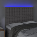sengegavl med LED-lys 144x5x118/128 cm kunstlæder grå