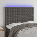 sengegavl med LED-lys 144x5x118/128 cm kunstlæder grå