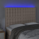 sengegavl med LED-lys 144x5x118/128 cm kunstlæder cappuccino