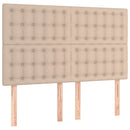 sengegavl med LED-lys 144x5x118/128 cm kunstlæder cappuccino