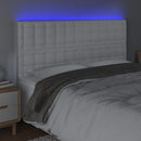 sengegavl med LED-lys 160x5x118/128 cm kunstlæder hvid