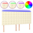 sengegavl med LED-lys 160x5x118/128 cm kunstlæder cremefarvet