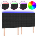 sengegavl med LED-lys 180x5x118/128 cm kunstlæder sort
