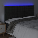 sengegavl med LED-lys 180x5x118/128 cm kunstlæder sort