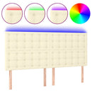 sengegavl med LED-lys 180x5x118/128 cm kunstlæder cremefarvet
