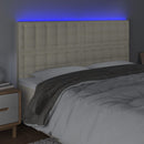 sengegavl med LED-lys 180x5x118/128 cm kunstlæder cremefarvet