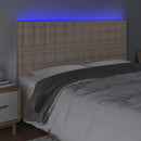 sengegavl med LED-lys 180x5x118/128 cm kunstlæder cappuccino