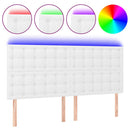 sengegavl med LED-lys 200x5x118/128 cm kunstlæder hvid