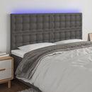 sengegavl med LED-lys 200x5x118/128 cm kunstlæder grå