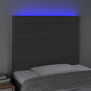 sengegavl med LED-lys 80x5x118/128 cm stof mørkegrå
