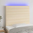 sengegavl med LED-lys 80x5x118/128 cm stof cremefarvet