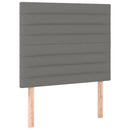 sengegavl med LED-lys 100x5x118/128 cm stof mørkegrå