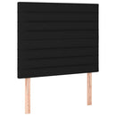 sengegavl med LED-lys 100x5x118/128 cm stof sort