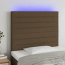 sengegavl med LED-lys 100x5x118/128 cm stof mørkebrun