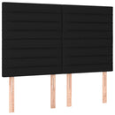 sengegavl med LED-lys 144x5x118/128 cm stof sort