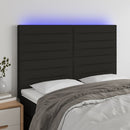 sengegavl med LED-lys 144x5x118/128 cm stof sort